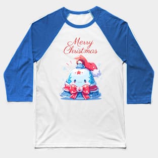 Merry Christmas blue bell with ribbon Baseball T-Shirt